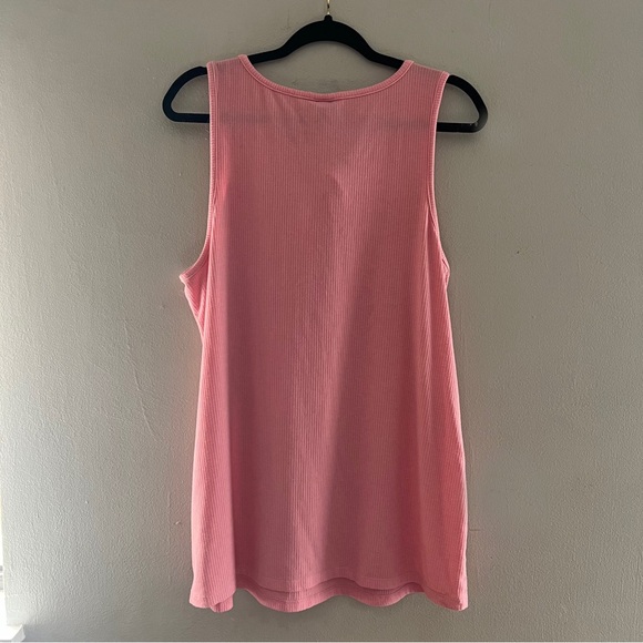 Torrid pink ribbed lace up tank top - Picture 4 of 4